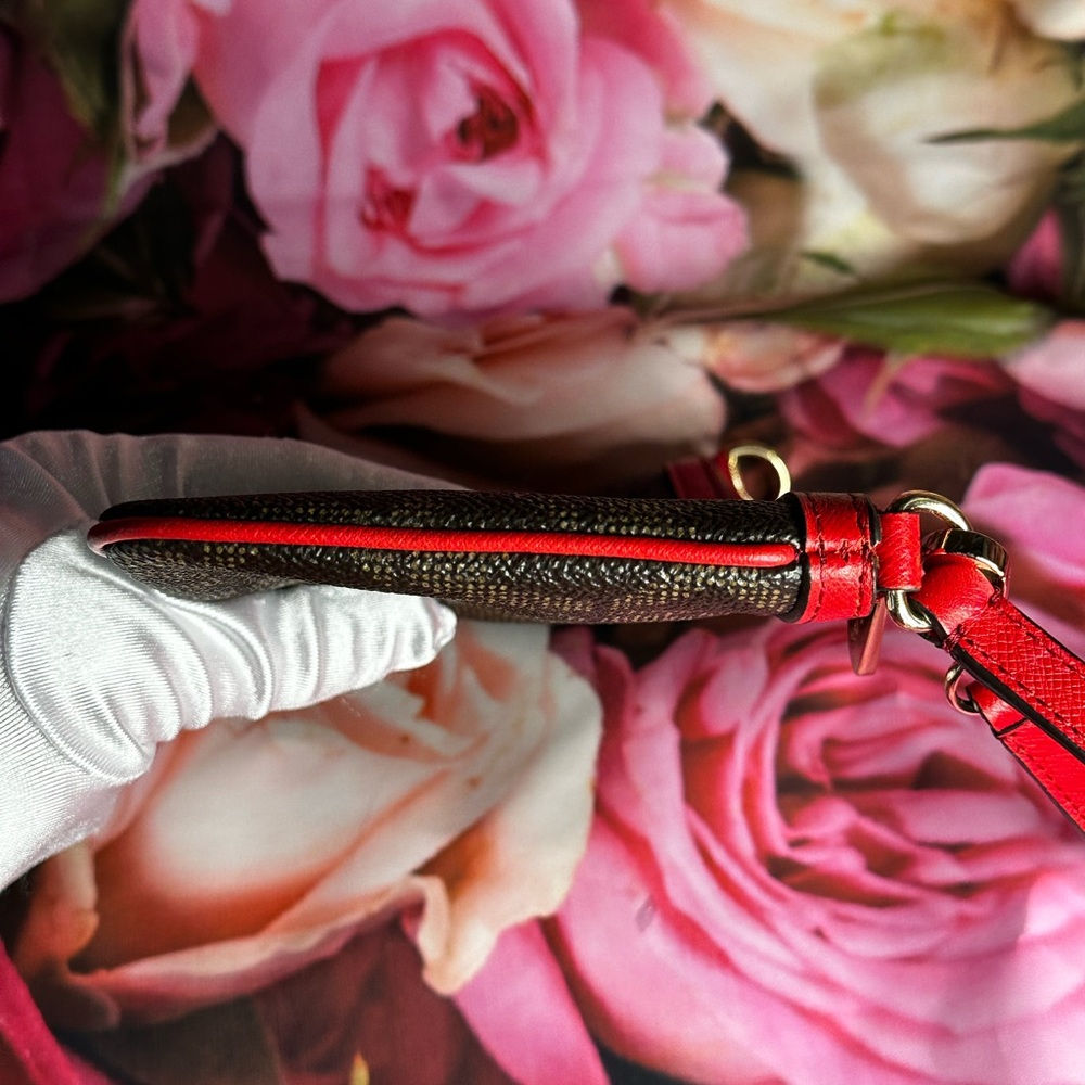 Michael Kors Brown and Red Women's Monogram Wristlet - Picture 7 of 15